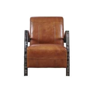Quality Light Brown Tan Leather Accent Chair , Leather Relaxing Chair Durable Iron Armrest wholesale