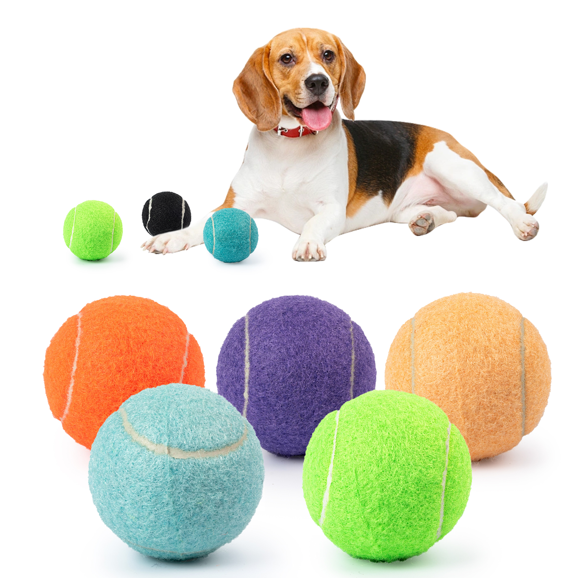Pet Tennis Balls Interactive Dog Toy Ball Throwing Rubber Dog Chew Toys Macaron Color