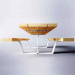 Custom Make Outdoor Contemporary Picnic Table Wooden Steel Rectangular Shape