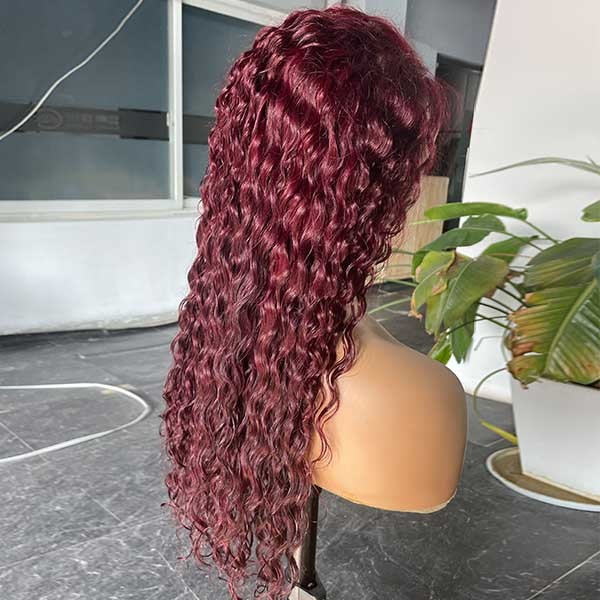Burgundy Water Wave 13x4 HD Lace Frontal Wig Human Hair Body Wave Frontal