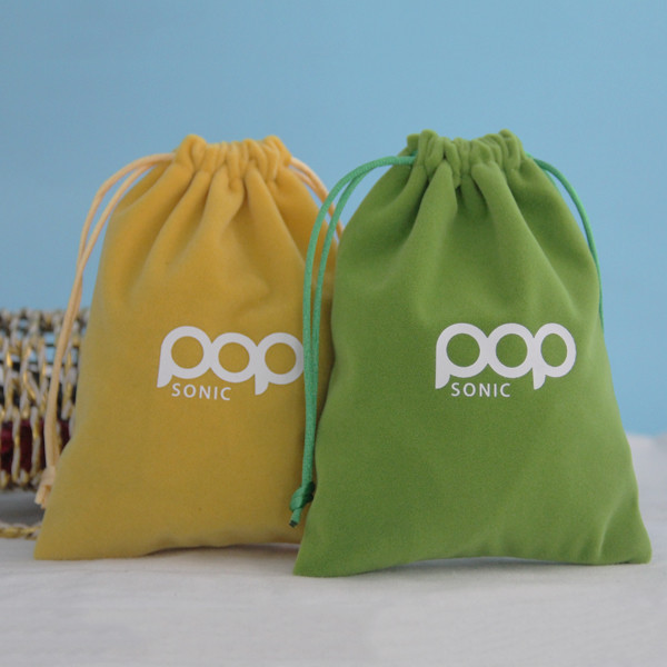 10 X 15cm Hot Pink Plain Drawstring Bags , White Logo Velvet Gift Pouches