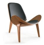 Modern Leisure Shell Chair Lounge Chair In Dark Brown Leather