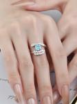 18k White Gold Lab Grown Diamond Rings 1.23CT Blue Cushion Shape VS Clarity