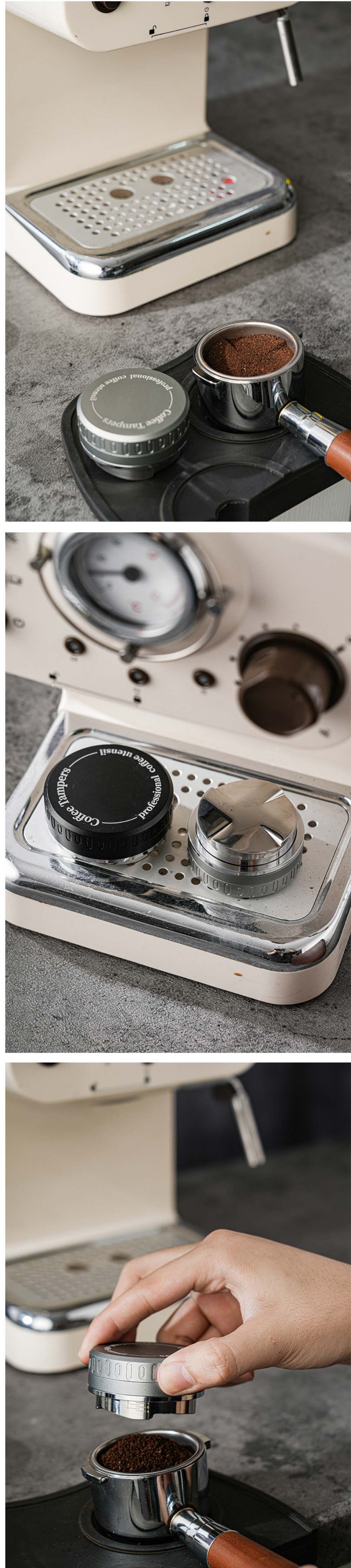 Adjustable Depth Coffee Dispenser 58mm Metal Set for Coffee Tea Tools Type Coffee Tampers