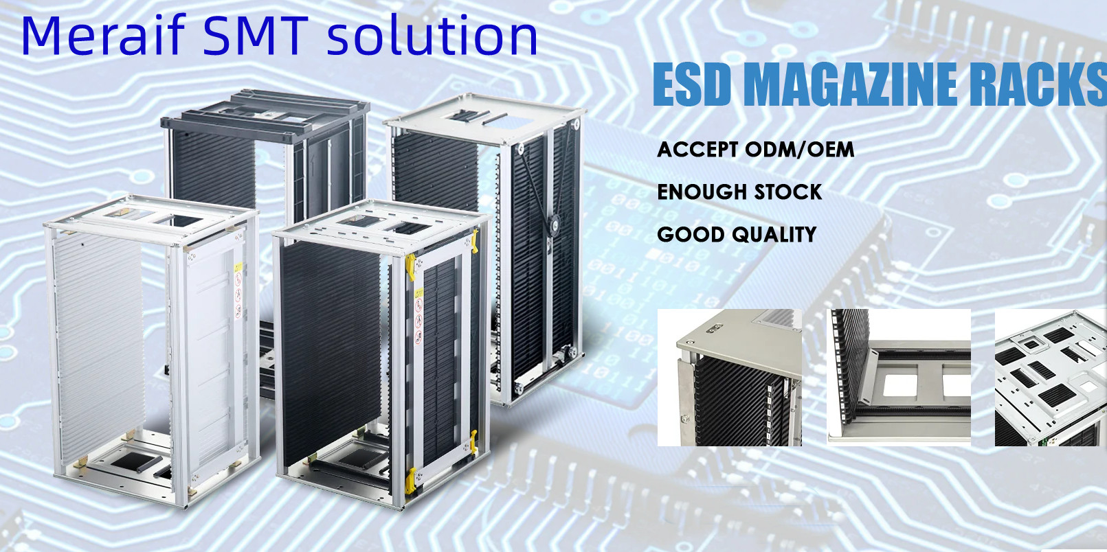 SMT Antistatic ESD Magazine Rack Anti Static PCB magazine rack for PCB assembly line pick and place machine