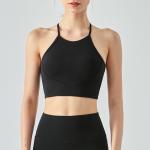 High Collar Yoga Vest Sling Fitness Strap Womens Sports Bra Shockproof Female