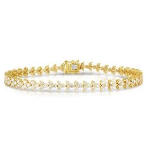 Quality Designer 18K Gold 925 Sterling Silver Flower Charm Women Tennis Bracelet with ZIRCON wholesale