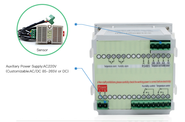 WSK Series Digital Thermometer Humidity And Temperature Controller RS485 MODBUS Protocol