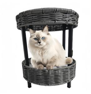 Quality Artificial Hand Woven Rattan Cozy Pet Kitty House Waterproof Breathable Cat Bed Condo House wholesale