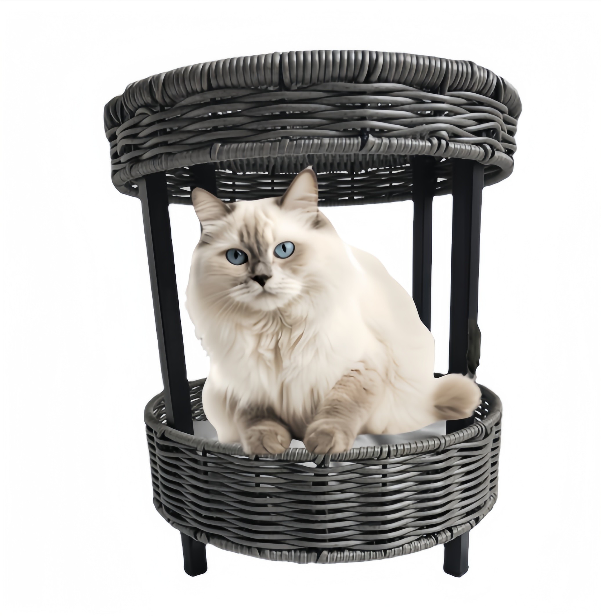 Artificial Hand Woven Rattan Cozy Pet Kitty House Waterproof Breathable Cat Bed Condo House