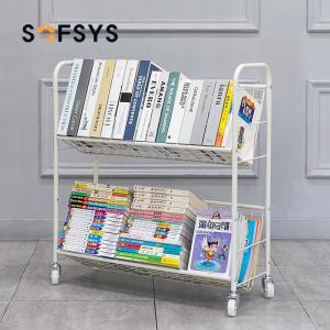Quality Mobile Three Storey 10kg Loading Steel Book Rack With Wheels wholesale