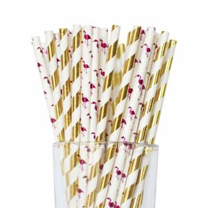 Quality Customized Printed Metallic Paper Straws Used In Birthday Holiday Celebrations wholesale