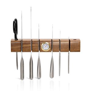 Quality Multifunctional Wood Magnetic Knife Holder with Thermometer and Hygrometer 325x55x50mm wholesale