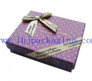 Quality paper box with foil stamping logo and ribbon wholesale