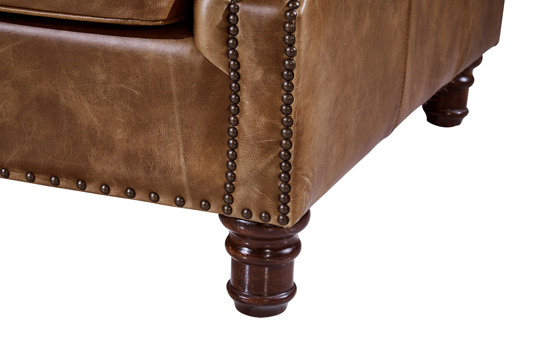 Solid Wood Legs Supper Soft Leather Sofa High Density Foam / Sponge S Shape Spring