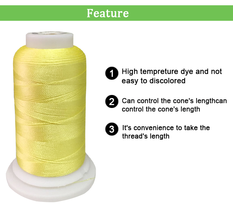 OEM ODM Acceptance 120D/2 Viscose Rayon Embroidery Thread with Plastic Cone