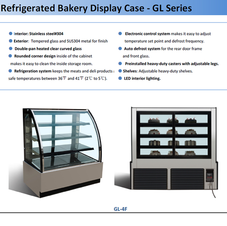 Bakery shop refrigeration equipment double layers cake showcase with CE/ETL