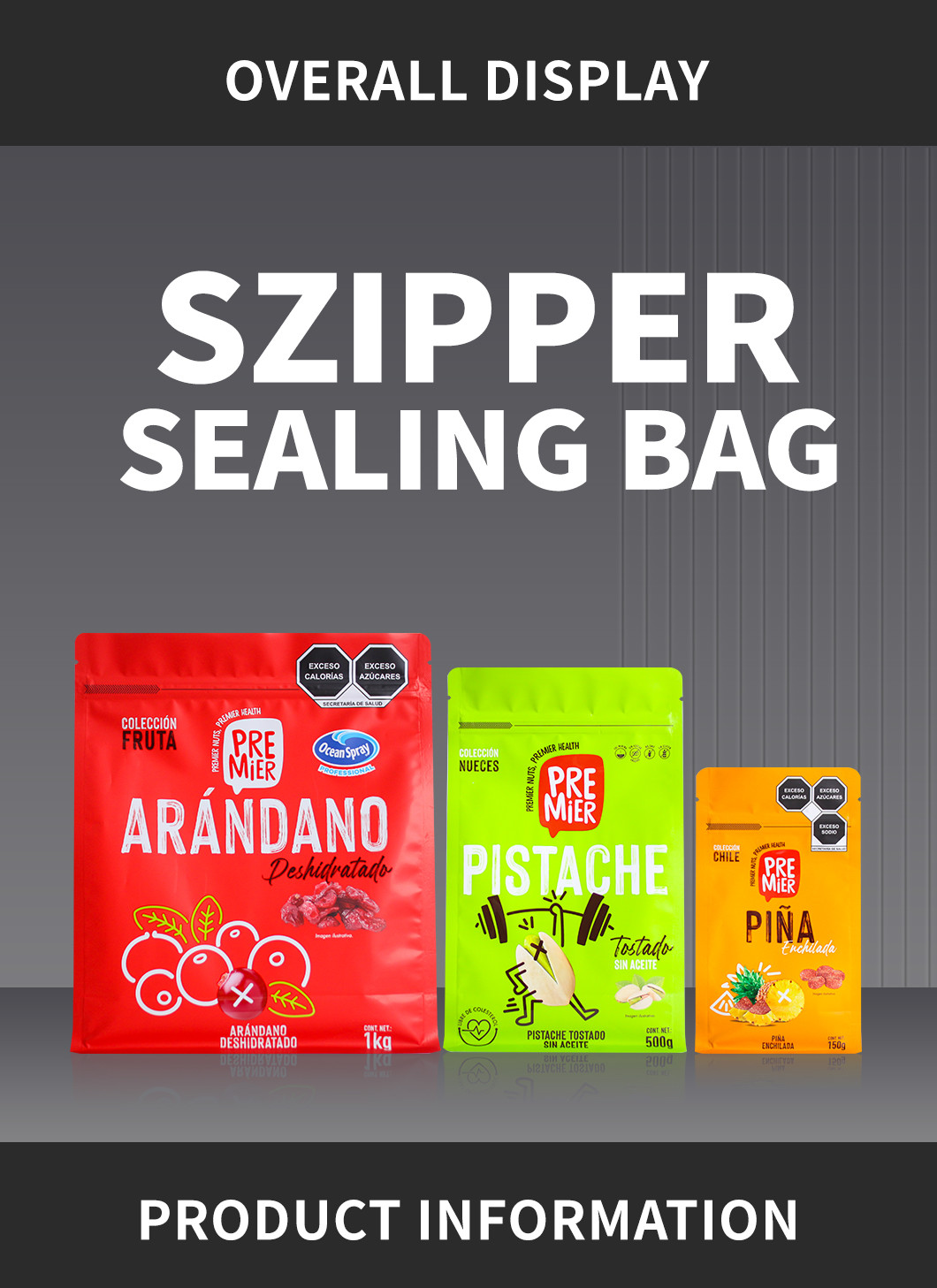 Customized Plastic Flat Bottom Pouch with Zipper Protein powder packaging bag