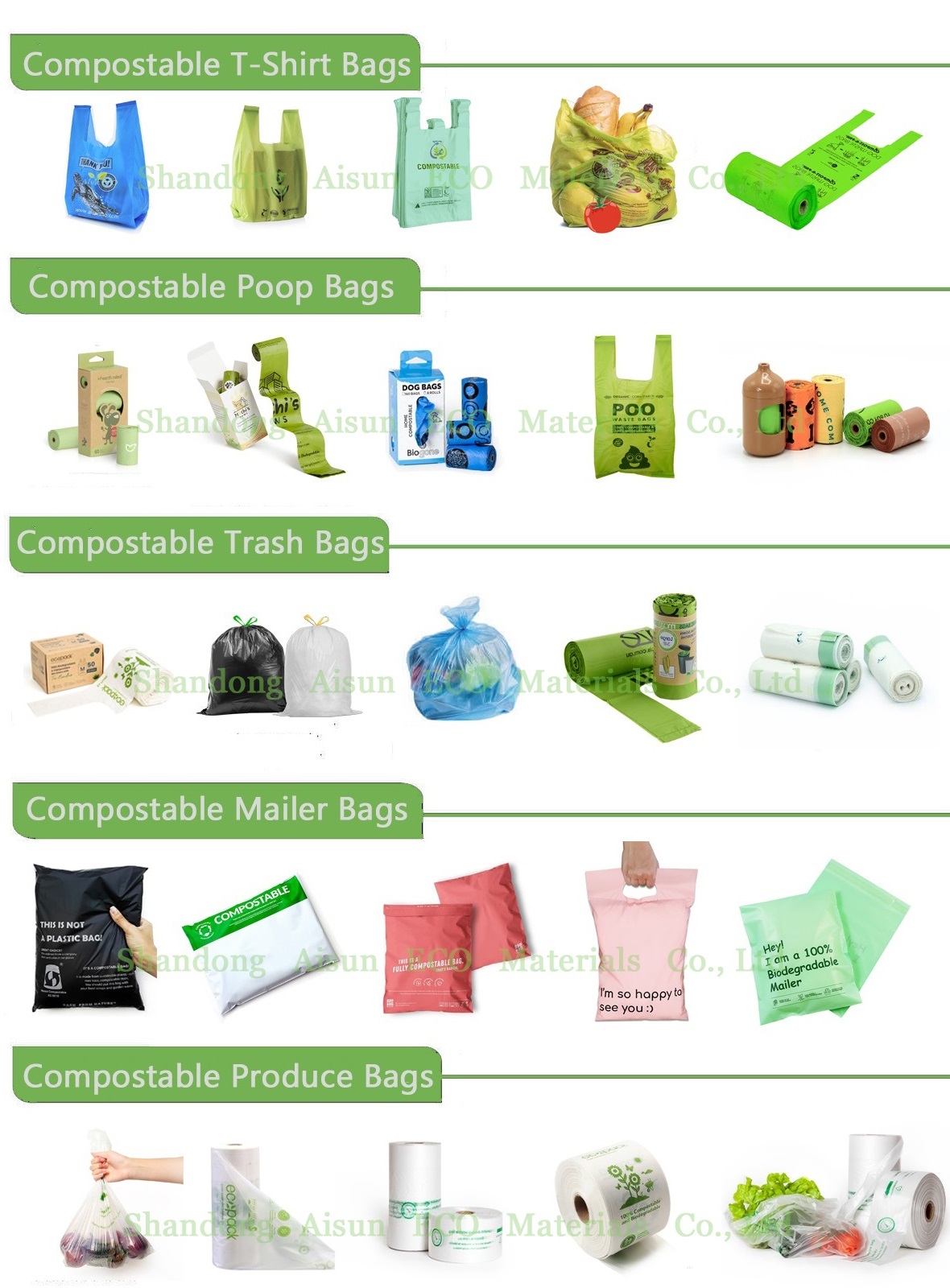 Custom Printed Compostable Dog Poop Bag Biodegradable Polythene Cornstarch