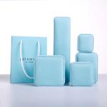 2.8X3.3X1.4in 0.8gram Jewelry Paper Packaging Recycled Blue Carton Velvet