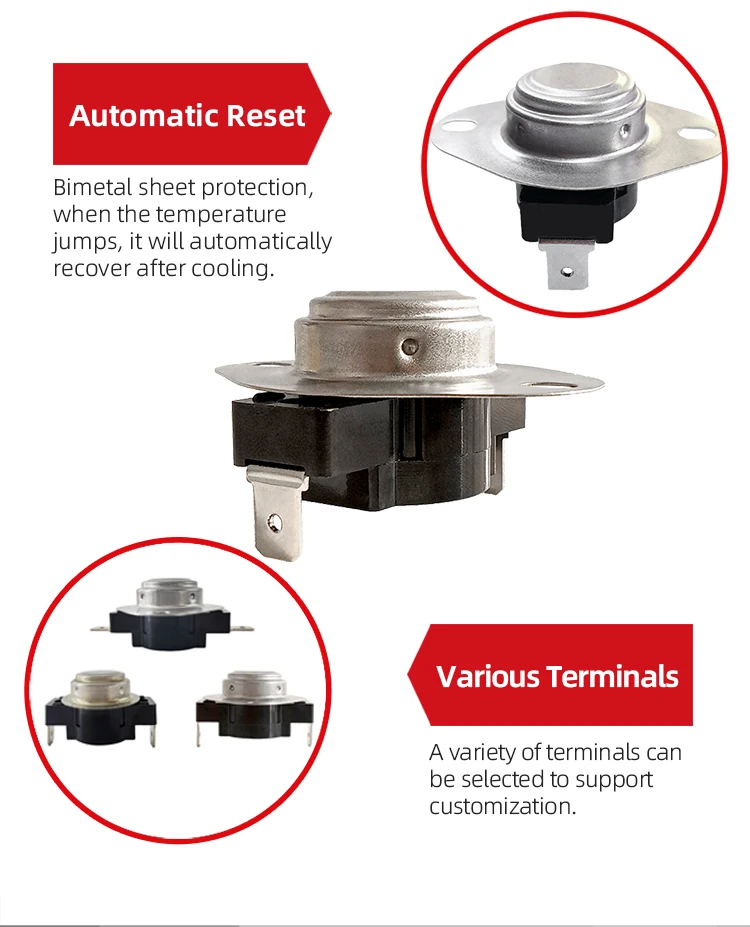 45A Thermal Cutoff Bimetal Temperature Switch Snap Action Thermostat Switch