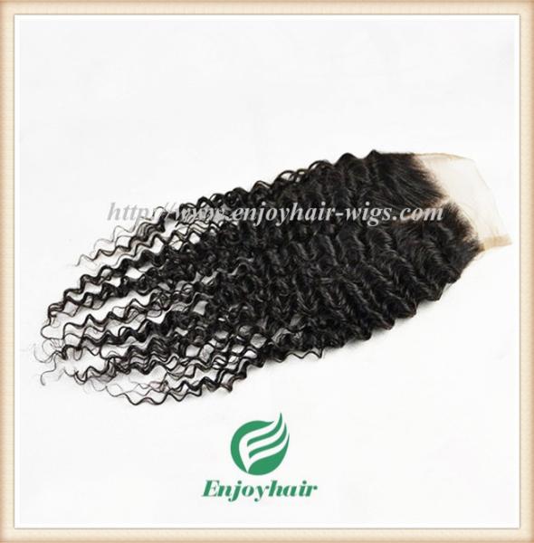 Lace top closure 5''x5'' ,brazilian virgin hair natural color deep curly 10''-24