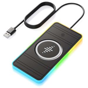 Quality Apple Compatible Black Wireless Car Charging Pad Charge Non-Slip Pad With RGB Colorful Light wholesale