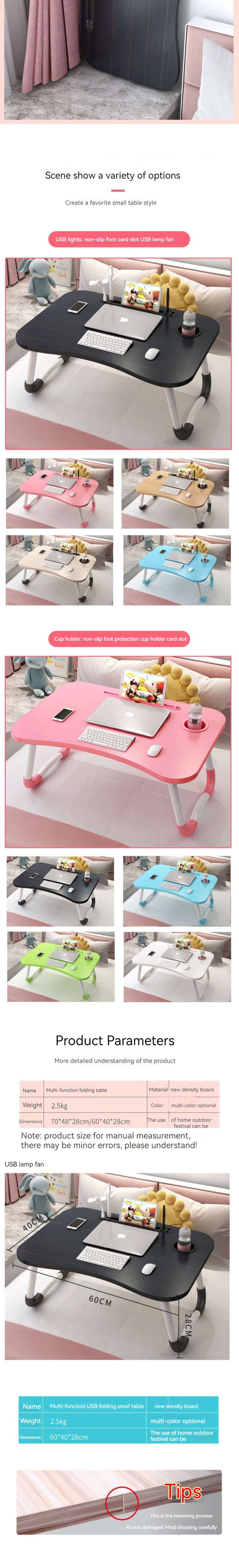 USB bed laptop desk foldable dormitory lazy desk children's learning desk small table