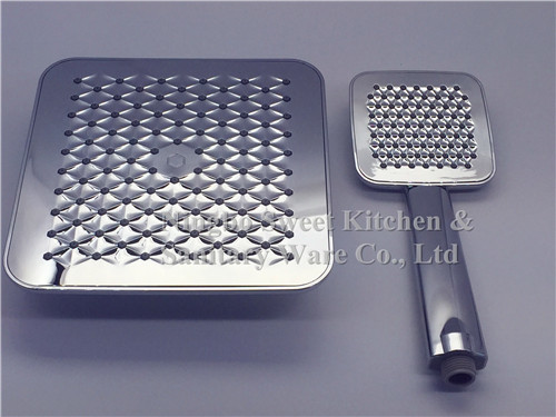 High quality Double face ABS completely Chrome plating single function shower hand square rain shower kit