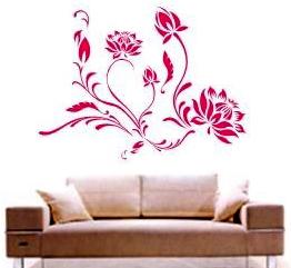 Quality Attractive PVC Decoration Lotus Wall Flower Stickers F051 wholesale