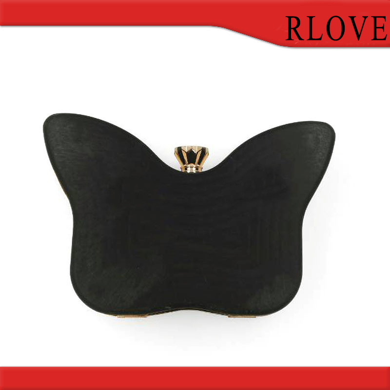 Custom butterfly shape bag hardware gold color metal box clutch frame