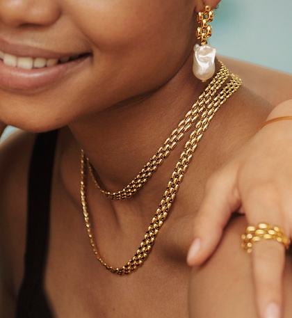 18K Gold Plated Women's Fashion Thicker Brass Chain Pendant Necklaces