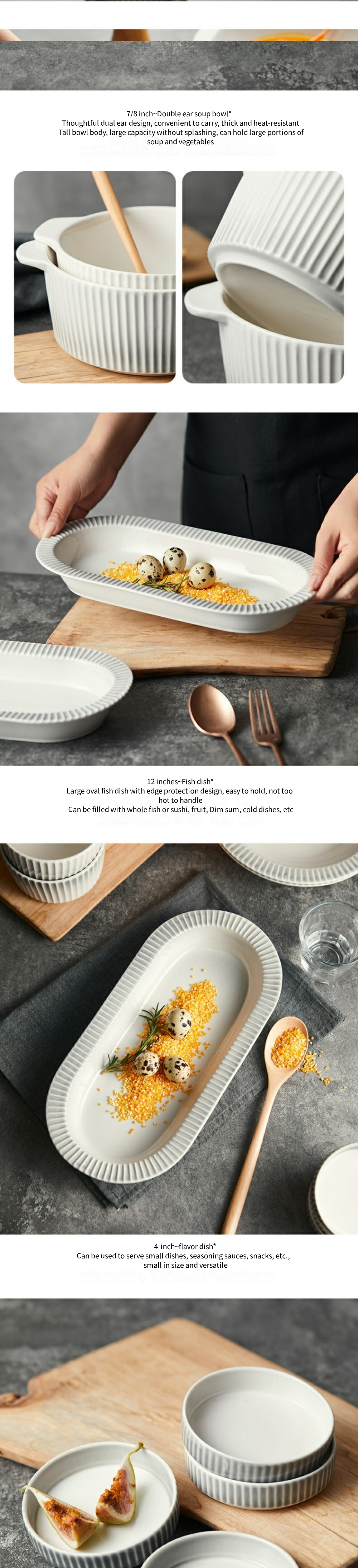 Relief Pattern Disposable Matte Glaze Plates Nordic-Inspired Modern Ceramic Dinner Set