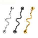 Industrial Seismic Wave 14g Barbell Ear Piercing 5mm Ball 38mm long Body jewelry