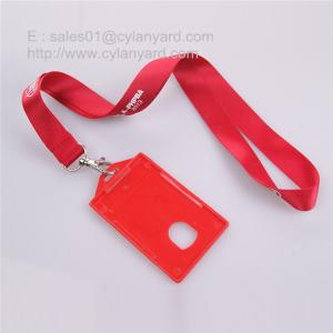 Quality Plain nylon id lanyard with hard plastic card sleeve holder wholesale
