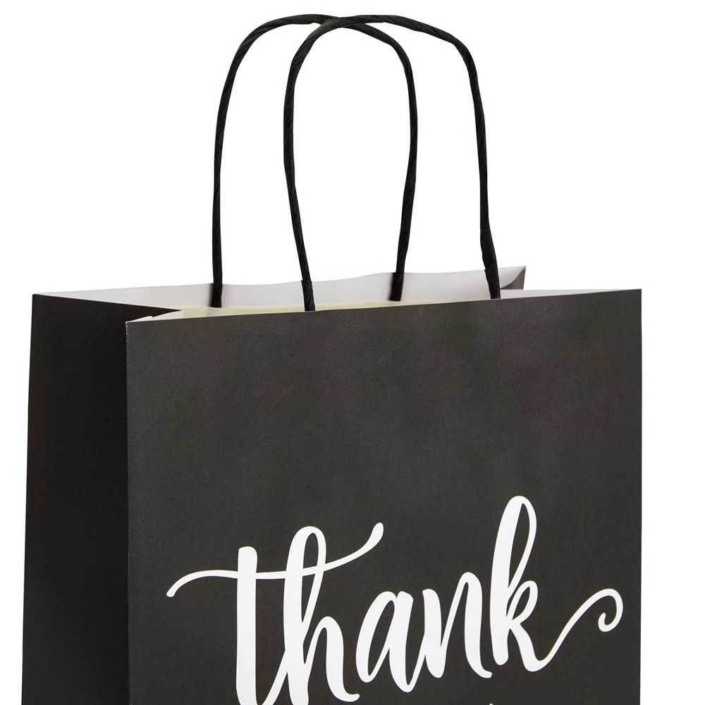 Hand Length Handle Kraft Paper Bags for Happy Birthday Party Thank You Gift Shopping