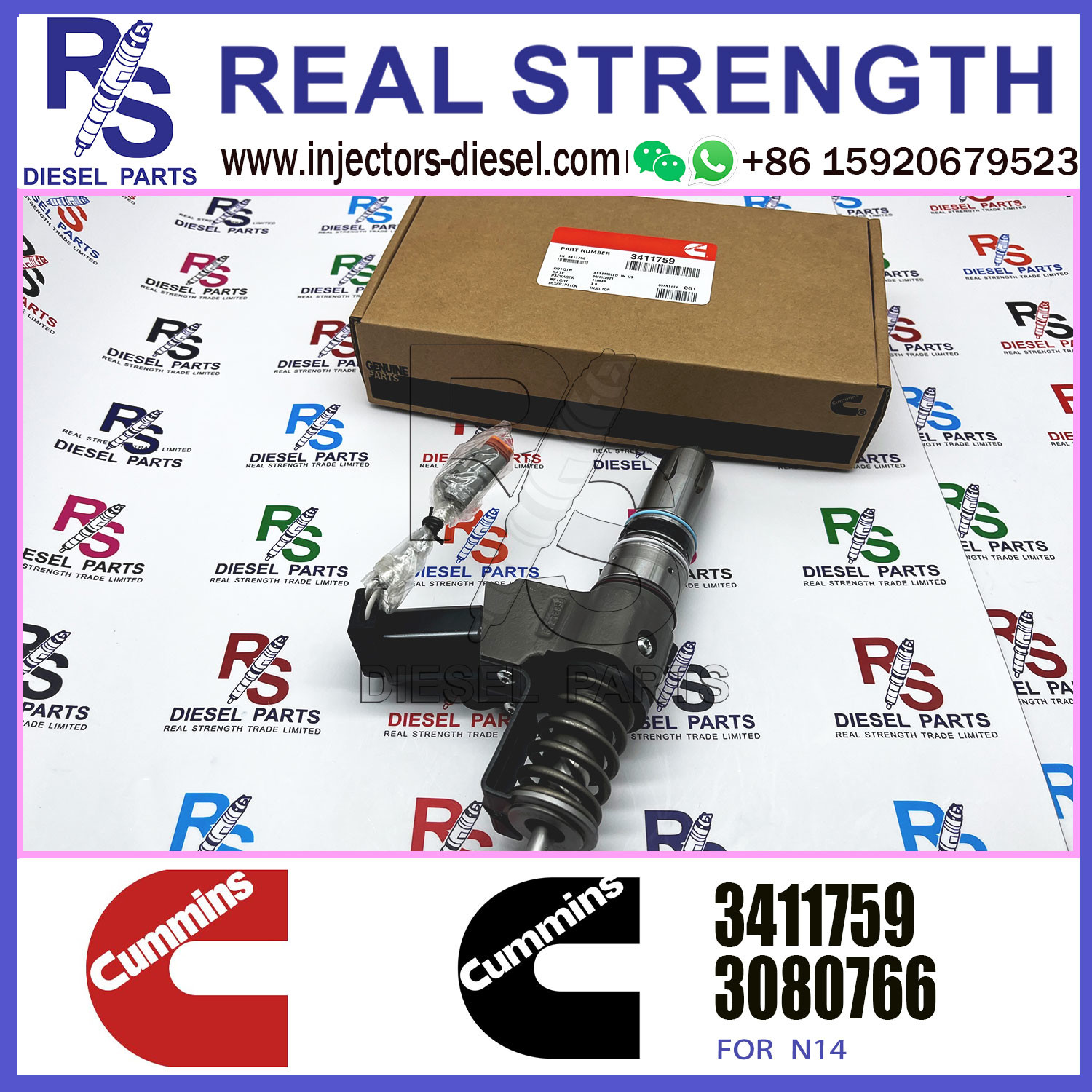 Diesel Fuel Injector N14 3411759 Common Rail Injector 3411759
