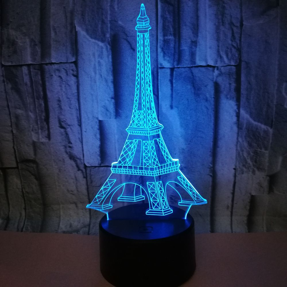 OEM Tourist attraction building logo Eiffel Tower 3D night Light Creative Visual Stereo LED Touch Switch Table Lamp 