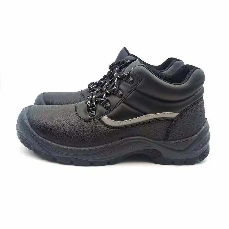 PU Industrial Safety Shoes Black Leather Work Boots For Men