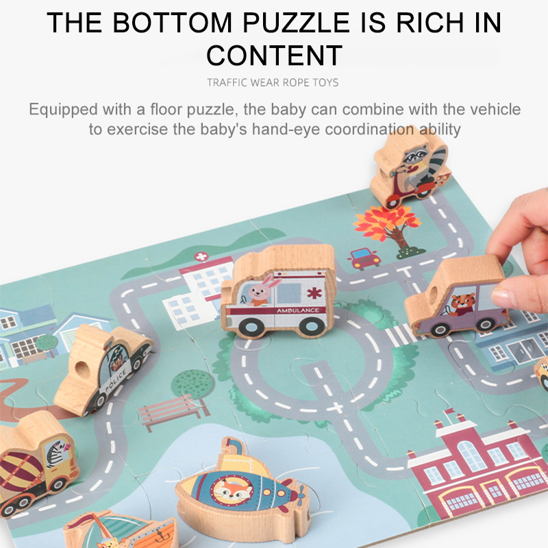 Animals Wooden Cartoon Block Educational Traffic Cognition Training