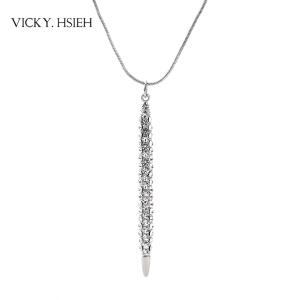 Quality VICKY.HSIEH Rhodium Tone Crystal Rhinestone Pave Pendant New Model Necklace Chain wholesale