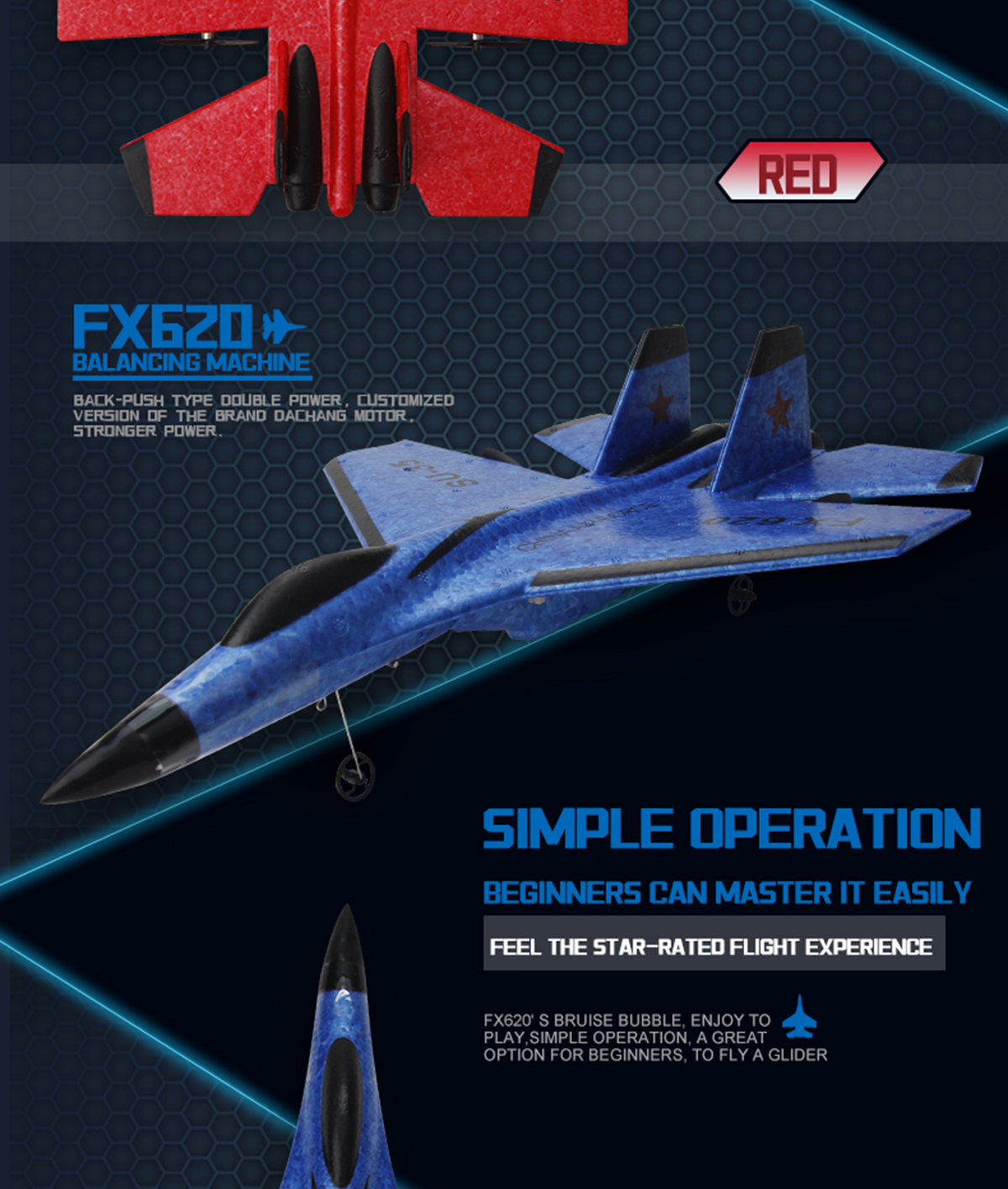 FX620 2.4GHz 2-Channel Foam RC Plane Model Glider RC Jet Airplane with Charging Time of 60 Mins and 3.7V 150mAh Battery