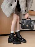 Fashion Black Flat Loafer Shoes With Heels Height 4CM