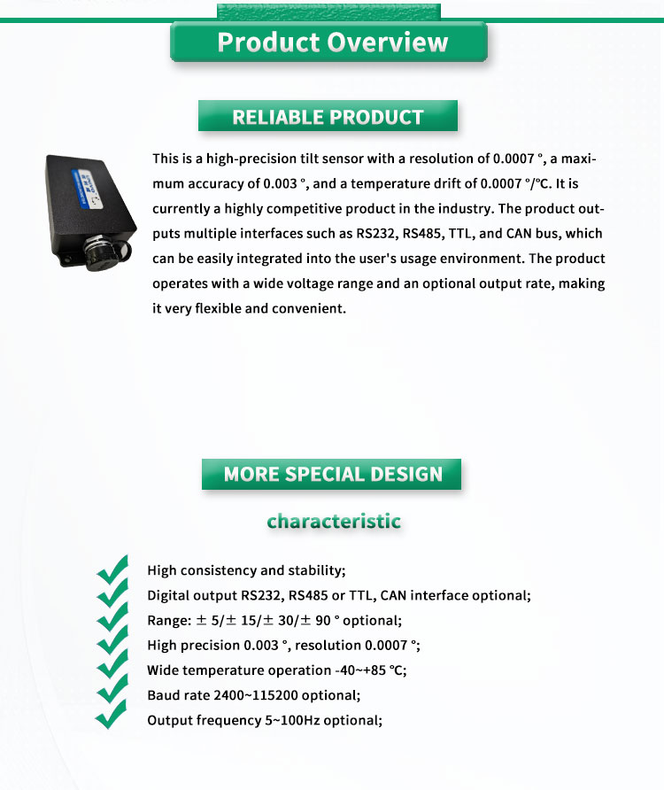UNIVO UBIS-526Y RS232/RS485/TTL Digital Inclinometer Sensor for Precise Measurement