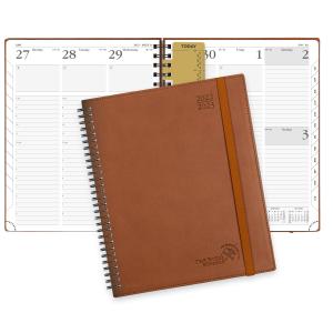 Quality 100GSM Paper Academic Weekly Planner With Brown Vegan Leather Cover wholesale