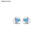 925 Sterling Silver Clover Zircon Earrings Flower Zircon Stud Earrings Simple