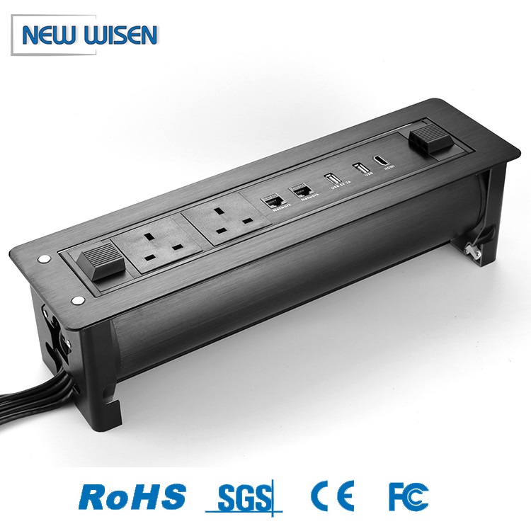 Hidden Electric Grounding Power Outlet Tower Plug Desktop Kitchen Motorised