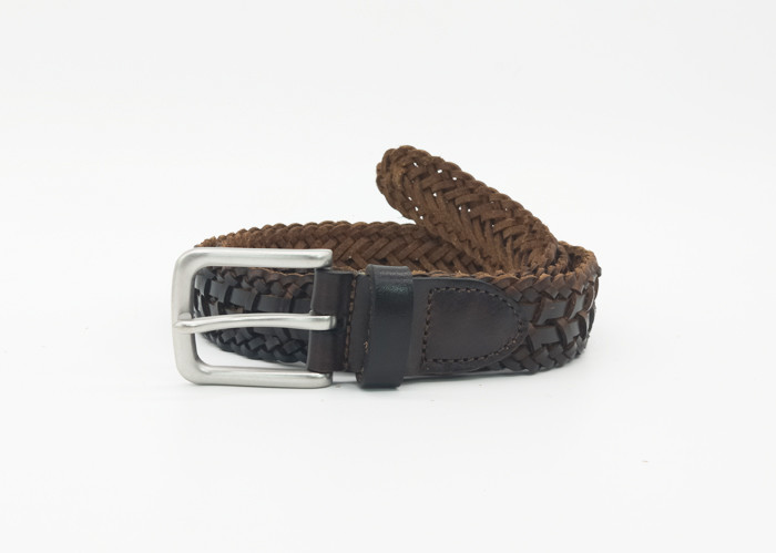 Double Braided Woven Casual Leather Dress Belt With Silver Buckle For Girl