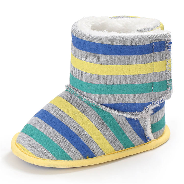 Hot sale 2019 warm cotton Rainbow striped 0-18 months boots shoes for baby
