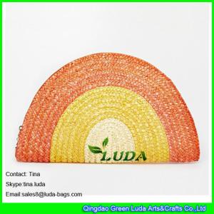 Quality LUDA new designer inspired handbags rainbow wheat straw clutch bag wholesale